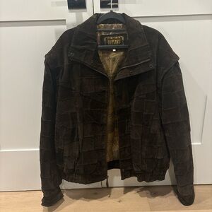 Dark Brown Suede Bomber Jacket for Men